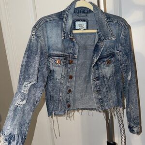 Forever 21 Blue Distressed Cropped Jacket sz S